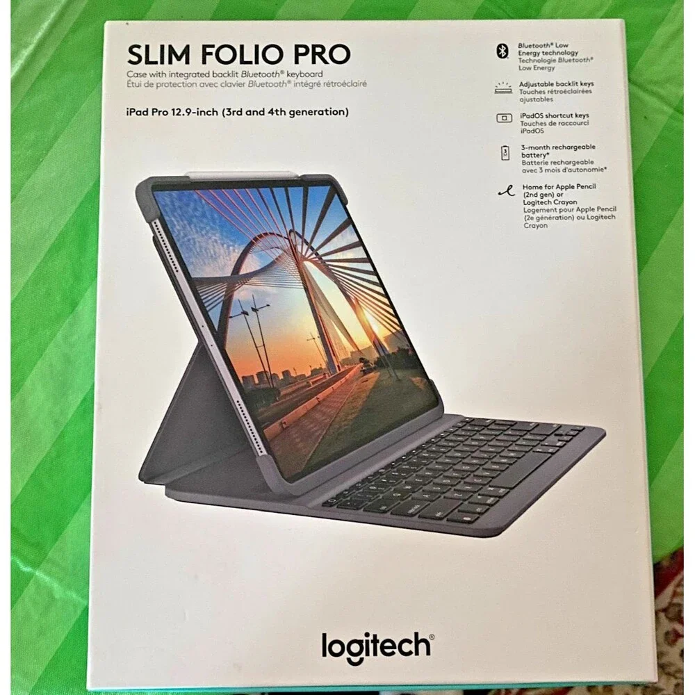 Logitech iPad Pro 12.9 in. Slim Combo Detachable Wireless Keyboard Case - NIB